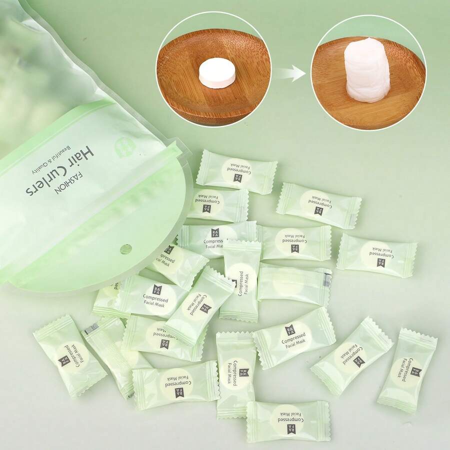 50 pièces de comprimés de masque facial compressé, masque facial DIY hydratant, masque humide de haute qualité à absorption facile, s'adapte aux contours du visage, masque pour personne nonchalante, convient pour être transporté partout, peut être utilisé n'importe où, soin facial hydratant pour la nuit - Voir 1