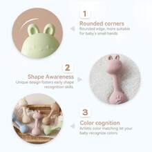 Cute Rabbit Rattle Toy, Bendable Non-Slip Handle With Multi-Texture, Sensory Development Aid, Easy To Clean, Parent-Child Interaction & Stress Relief Toy, Newborn Gift - Multicolor - View 4