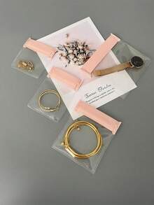 Set de 5 piezas/8 piezas Bolsa de almacenamiento de joyas rosa de EVA con cierre de cremallera, bolsa sellada gruesa y antioxidante para pendientes, pulseras, collares - Rosa - Ver 10