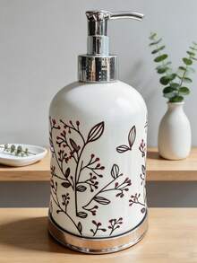 皂液分裝瓶 300/400ML/600ML 飯店浴室沐浴露洗髮精可重複填充皂液空瓶 浴室用皂液分裝器 - 白紅花 - 查看 3