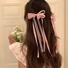 2/1pc Sweet Lace Bow Hair Clips, Twin Ponytail Hair Clips, Ballet Style Ribbon Bow Hair Accessories, Women's Daily Wear Hair Clips - Multicolor - View 2