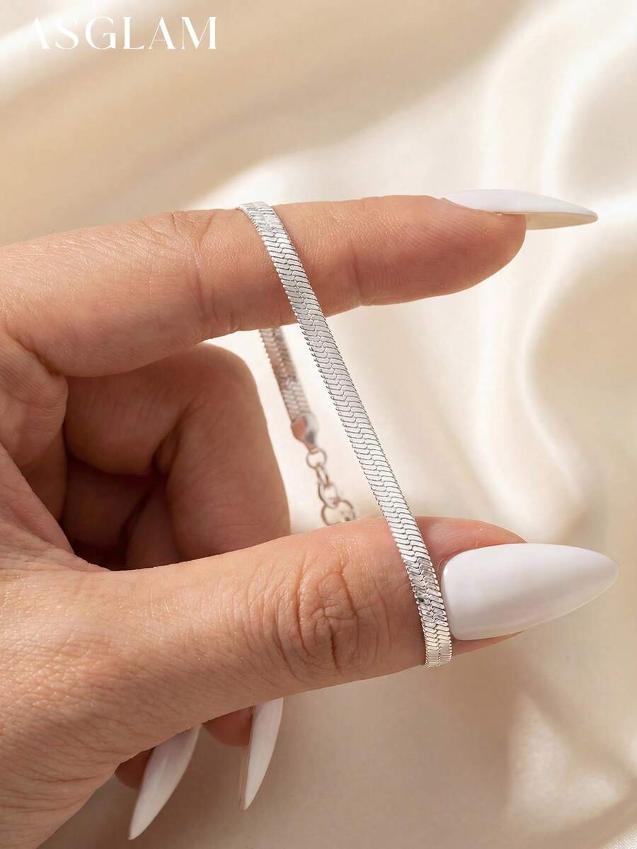 1件装女士925纯银优雅波浪纹链手链，精美珠宝礼物，送给姐妹 - 款式2 - 查看 1