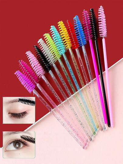 1/10/25/50 chiếc lược chải mi pha lê dùng một lần, lược chải mascara nối mi, dụng cụ trang điểm chuyên nghiệp.