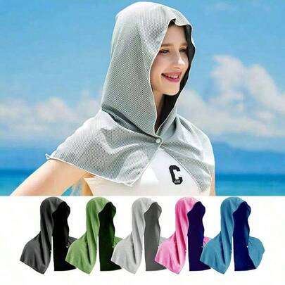 Cooling Hoodie & Headscarf, Fully Cold Double-Layer Two-Tone Material,Absorbent & Quick Drying Sweat Towel Wraps For Neck And Face, Long-Lasting Cooling And Sun Protection In Hot Weather Summer Outdoor Accessories, For Beach, Sports & Outdoor Activities,Five-Color Cooling Sports Headscarf, Cycling Cap, Sunshade Hat, Fitness Beach Sun Protection Shawl, Quick-Dry Headscarf.Large Size For Westerners