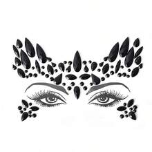 1 Miếng - Miếng Dán Mặt Hình Giọt Nước Đen Hình Kim Cương Cho Nam Giới, Phụ Kiện Trang Điểm Mắt và Lông Mân Trung Tâm Hình Kim Cương, Chống Nước, Dễ Dán, Thích Hợp Cho Lễ Hội Âm Nhạc, Phụ Kiện Trang Điểm Dễ Dán - Nhiều màu - Xem 1
