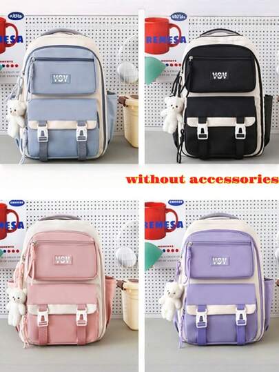 New Classic Back-To-School & Graduation Flip-Cover Design Fashionable Minimalist Versatile Comfortable Travel Backpack With Large Capacity, Suitable For Couples