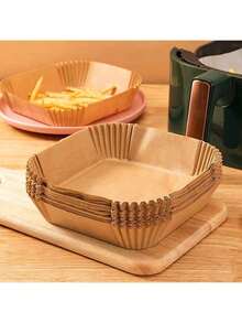 25/50/100pcs Disposable Air Fryer Paper Liners For Frying Chicken, Wings, French Fries, Prevent Oil Splatter Paper Air Fryer Kitchen Air Fryer Liners Air Fryer Paper Airfryer Air Frier - 摩卡棕 - 查看 6