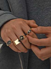 European And American Pentagram Ring Set, High-End Hiphop Niche Personalized Rings For Men - Men's Rings - View 1