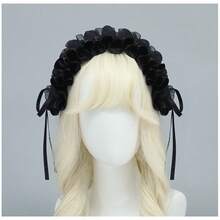Băng đô cài tóc phong cách Gothic Lolita mới, họa tiết trái tim, ruy băng, phụ kiện cosplay ren xếp nếp kèm kẹp tóc dành cho nữ. - Nhiều màu - Xem 6