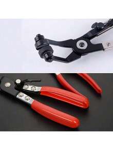 1pc Automotive Hose Clamp Pliers, Used For Disassembling And Installing Ring Or Flat Hose Clamps, Pipe Clamp Repair Tool, Universal Rotary Clamp Remover (Black And Red) - A - View 4