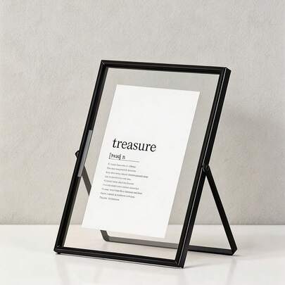 1pc Luxury Metal & Glass Photo Frame, Minimalist Ins Style Desktop Display Stand, Aluminum Alloy Frame High-Clarity Glass, Foldable Stand Anti-Rust Durable, Suitable For Home Decor, Birthday, Holiday, Graduation Gift