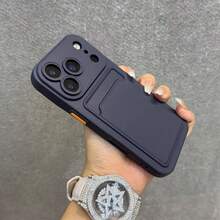 1件皇家藍手機殼，適用於，適合男性，拼色設計，內置卡槽，矽膠材質，觸感按鈕，3D幾何圖案，兼容 Galaxy A54/A14/A33/A02S/A34/S26Ultra/S26Plus/S26Edge/S25Ultra/S24Ultra/A57及Apple 17E/17 Pro/17 Pro Max/Apple Air/17/16 Pro/16 Pro Max/16 Plus/16/16E/15 - 寶藍色 - 查看 5