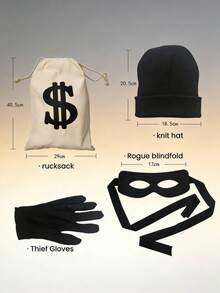 Bộ đạo cụ hình dấu đô la, trang phục Halloween, phụ kiện trò đùa trộm cắp. - Đen và trắng - Xem 3