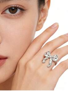 1枚银色蝴蝶结开口戒指，独特设计 - 開口款戒指 - 查看 6