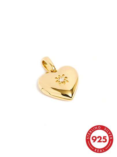 925 Sterling Silver Plated Unique Zirconia Heart Shaped Pendant, Suitable For Girls