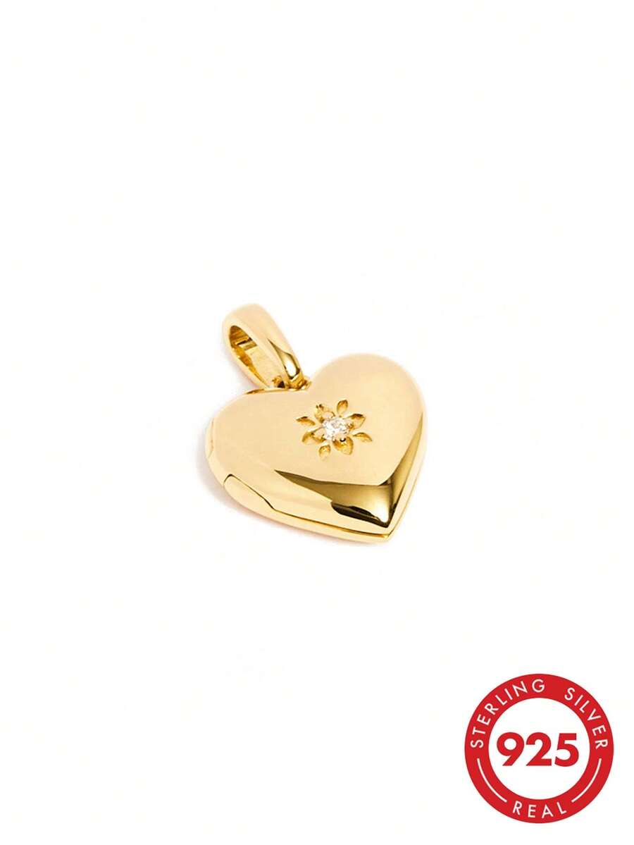 Mặt dây chuyền hình trái tim độc đáo mạ bạc 925, đính đá Zirconia, thích hợp cho bé gái. - mặt dây chuyền trái tim độc đáo - Xem 1