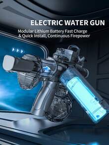 Cool LED Light M416 Electric Water Gun, High Pressure Powerful Squirt Gun, Realistic Recoil Simulation, Large Capacity Water Reservoir, Waterproof, Perfect For Summer Outdoor Beach Pool Backyard Water Fun - Multicolor - View 6