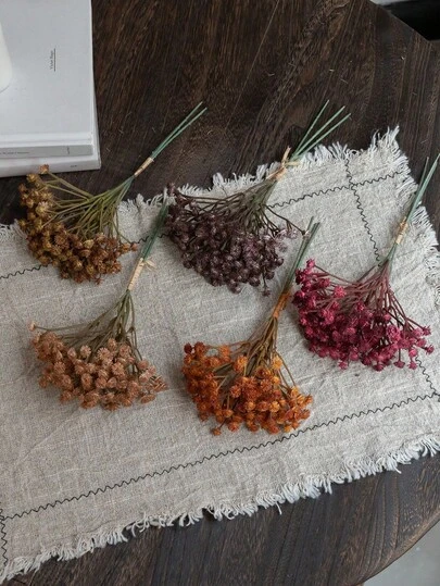 1 Bouquet Autumn Color 3 Stems Gypsophila Artificial Flowers, Living Room Dining Table Floral Decor