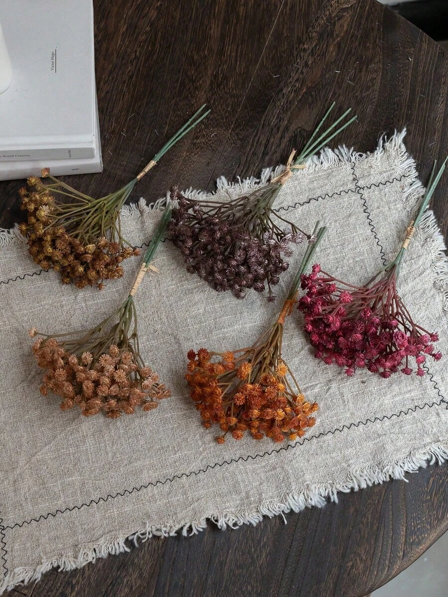 1 Bouquet Autumn Color 3 Stems Baby's Breath Artificial Flowers, Living Room Dining Table Floral Decor - Multicolor - View 1