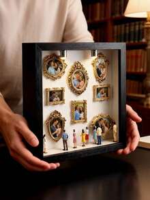1 Set DIY Mini Museo Caja de Silueta Combo, Incluye Marco de Foto Pequeño y Figuritas en Miniatura. Este Set de Caja de Silueta 3D cuenta con Área de Exhibición de Foto Personalizable y Figuritas en Miniatura, Puede Personalizarse con Fotos y Pequeñas Estatuas, Sirve como Recuerdo Decorativo Personalizado - multicolor - Ver 2