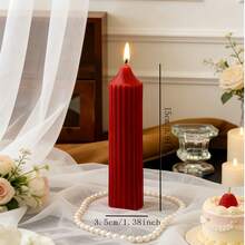 Multiple Red Scented Candles With Gear Cylinder Center Decor, Christmas Tree Home Decor Candles, Slender Christmas Candles, Suitable As Christmas Gifts, Gifts For Ladies, Gifts For Best Friends, Winter Gifts, Christmas Room Decor, Christmas Presents - Burgundy - View 9