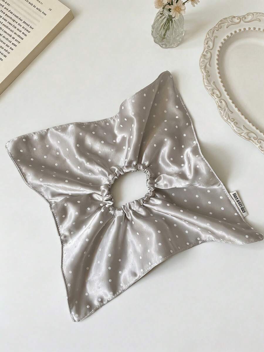 1个多功能缎面波点发圈，甜美优雅的日常发绳，女士适用 - 彩色 - 查看 1