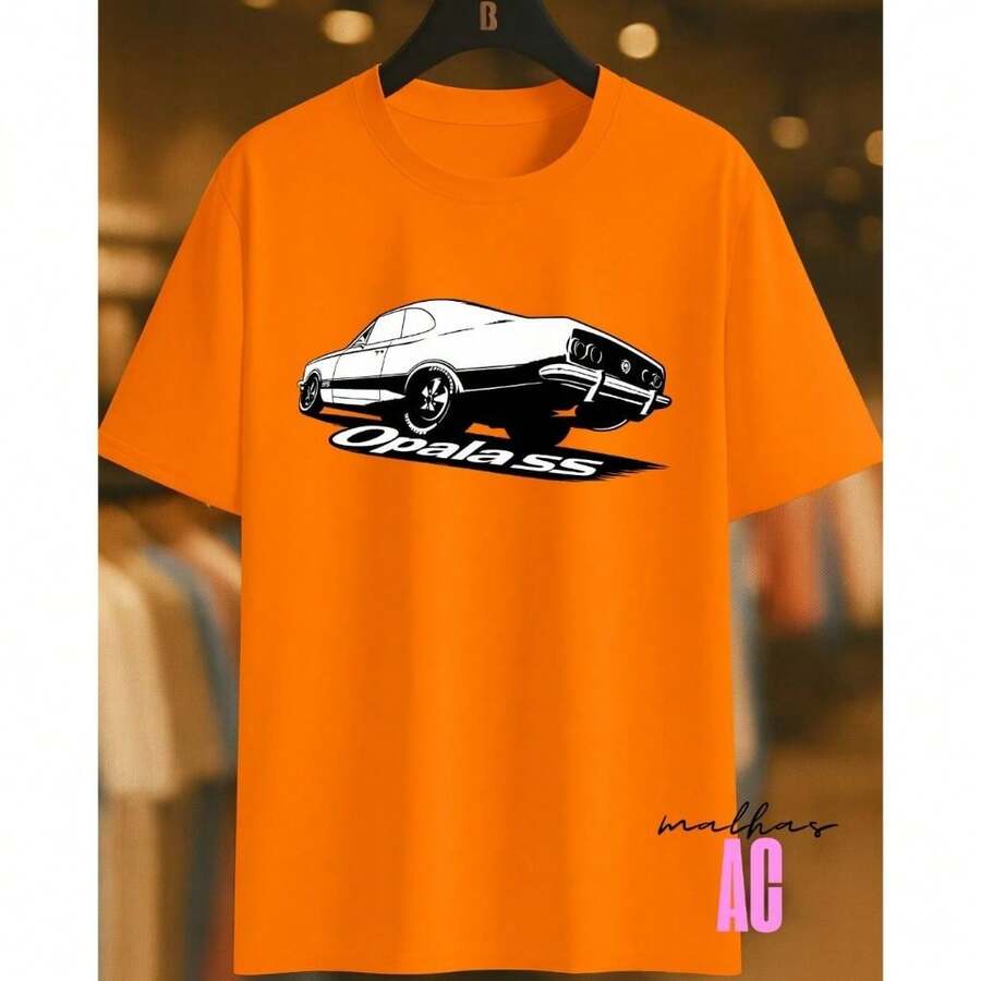 Camiseta Carro Opala SS Estampada 100% Algodão Unissex Masculino Feminino Confortável - Laranja - Visão 1