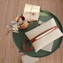 Hộp đựng khăn giấy bằng da PU, hộp đựng giấy ăn hình chữ nhật, có quai đeo trang trí, thích hợp cho nhà bếp, phòng ăn, phòng ngủ, bàn trang điểm. - trắng - Xem 10