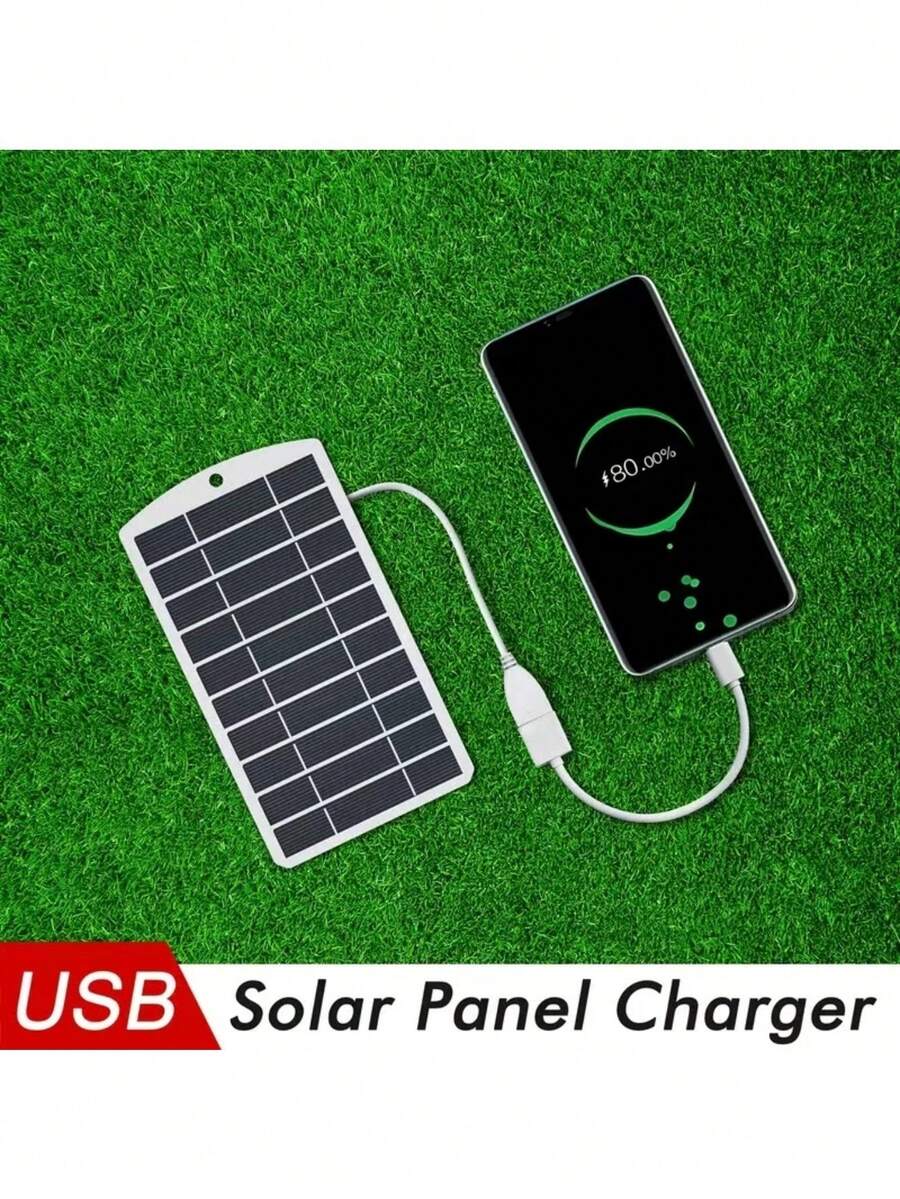 2W 5V Mini Portable Solar Charger With USB Output And Hanging Hole, Suitable For Phones And Power Banks, Magnetic Material, Great For Camping, Hiking, Emergency Backup, Solar Phone Charger