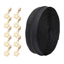1 Set, (177inch/450cm) Nylon Zipper With 10pcs Flower Zipper Pulls, Suitable For Home Sewing DIY Replacement Zippers, Bags, Home Textiles, Clothing, Shoes And Other Accessories - 3NL+Qjhdp - View 8