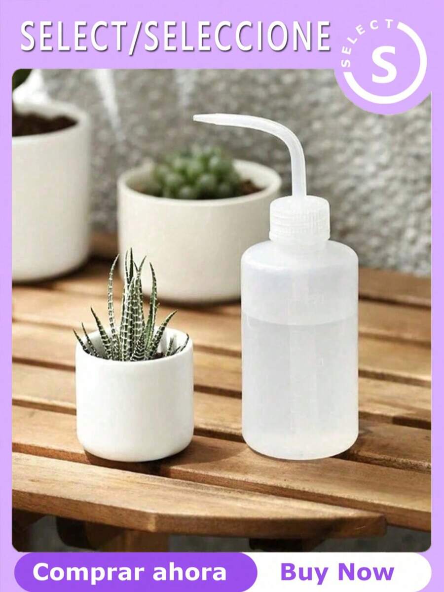 1pc Multifunctional Plastic Squeeze Bottle With Curved Spout And Narrow Nozzle, Transparent Squeezable Watering Can, Suitable For Indoor Succulent Plants, Precise Liquid Dispensing, Suitable For Indoor Plants Cactus Pots Small Gardening Tools, Portable Water Dispenser, Eyelash Extension Fluid Bottle