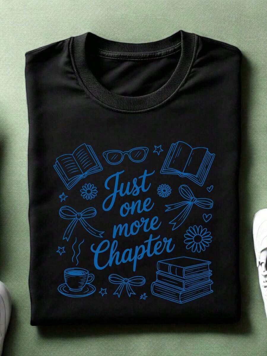 Just One More Chapter Shirt, Book Club T-Shirt, Bookish Coquette Bow Tee, Reading Lovers Gifts, Reading Books Season T-Shirts, TC-3021 Festival Outfit - 黑色 - 查看 1