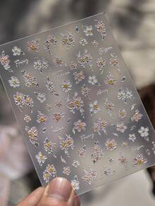 1pc 5D Embossed Relief-Style Nail Stickers 3D Persian Daisy Decorative Stickers For Nail Art Self Adhesive Manicure Design Stickers - Multicolor - View 3