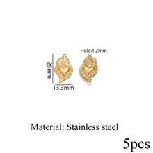 5pcs Stainless Steel 18K Gold Plated Textured Heart Shaped Asymmetrical Pendant, Earrings Necklace DIY Jewelry Making, Suitable For Women - Pendants - View 19