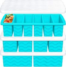 3-Pack Silicone Freezer Trays With Lid,2 Large 2-Cup(500ml)&4 Medium 1-Cup(125ml)&6 Small 1/2-Cup(75ml) Soup Freezer Container Molds, Tray For Meal Prep&Freezing Soup,Stews,Sauces - Xanh nửa đêm - Xem 7