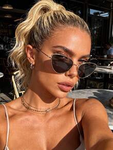 1副猫眼复古经典优雅防紫外线女士太阳镜，适合驾驶、露营、日常生活、街头摄影 - 彩色 - 查看 8