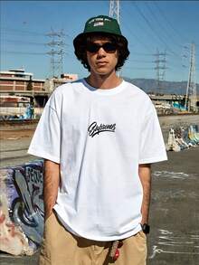 Handwritten Cursive Letter 2026 Gothic Minimalist Streetwear Vintage Y2K  Oversized Loose Fit White Short Sleeve-Shirt, Casual Tee Men & Women, S-3XL, Birthday/Mother's Day/Father's Day, Local - 白色 - 查看 6