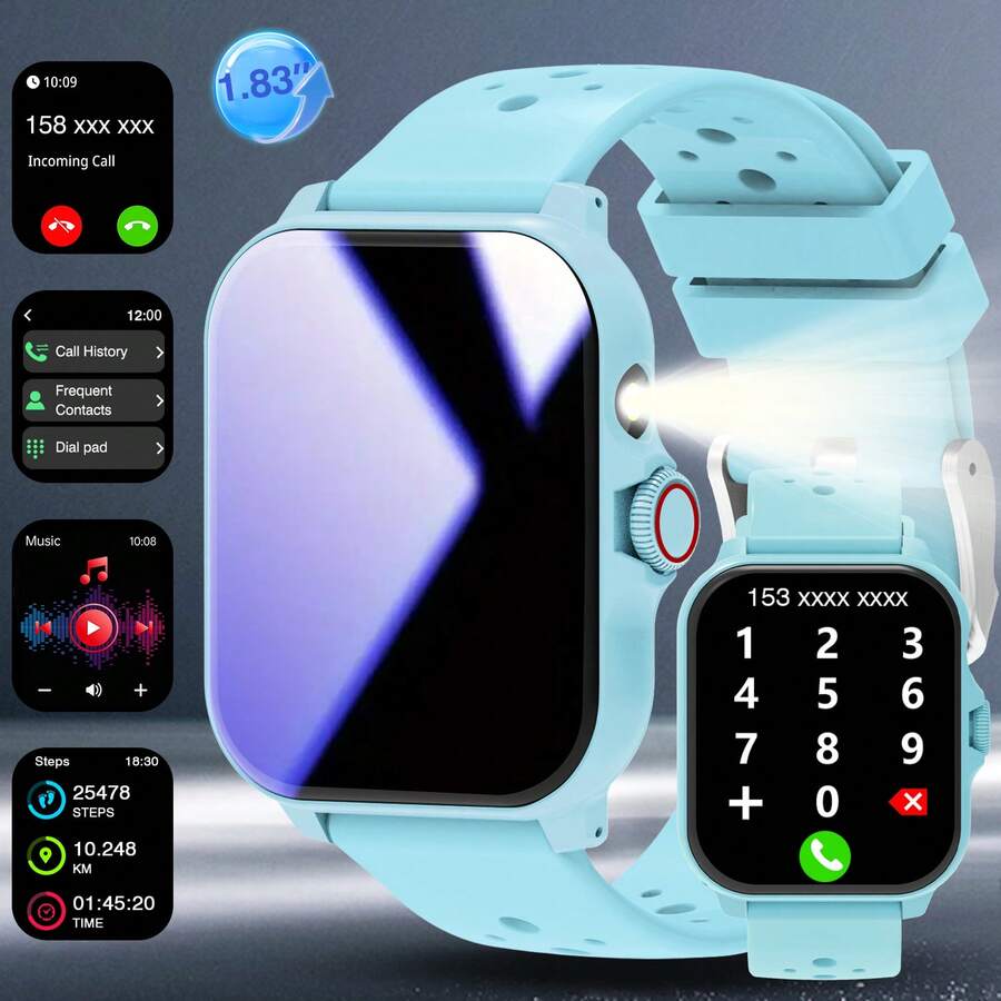 Unisex Smart Watch, Supports Call Answering, Message Reminder, Music Control, Remote Photography, Step Counting, Calorie Tracking, Multiple Sports Modes, Alarm, Phone Call And Message Notification, 1.83-Inch Full-Screen Touch, Compatible With Android And IOS