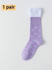 1 par de calcetines hasta la rodilla para mujer, calcetines delgados y ligeros de estilo universitario que estilizan las piernas para primavera/verano, versátiles para usar con faldas - Multicolor - Ver 13