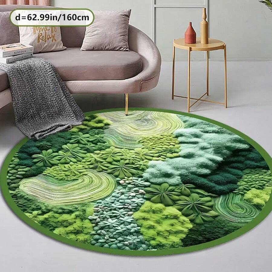 1pc Green Lawn Fresh Creative Design Carpet, Made Of Polyester, Machine Washable, Suitable For Living Room, Bedroom, Study, Lounge, Home Decor - Living Room Mat, Bedroom Decor, Home Leisure Carpet, Decorative Carpet, Bedroom Decor, Small Rug, Carpet, Home Decor, Living Room Carpet, Living Room Small Rug, Bedroom Carpet, Living Room Home Decor, Outdoor Carpet, Graduation Gift Washable Carpet