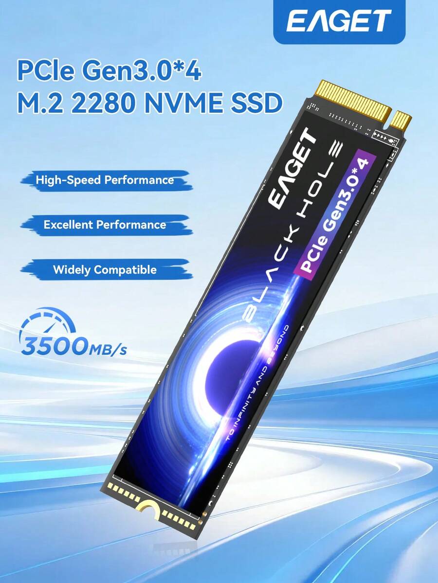 EAGET M.2 NVMe SSD - PCIe Gen3.0 X4，3500MB/s 高速读取，散热性能优异，稳定可靠，适用于 PC、笔记本电脑、台式机升级（256GB/512GB/1TB） - 查看 1