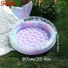 Piscina inflable redonda para bebés, piscina inflable portátil de sirena para niños pequeños, piscina inflable para interiores y exteriores para niños pequeños, adecuada para bebés/niñas/niños - Morado Violeta - Ver 10