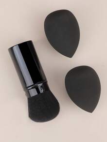 3件套 - 1支专业化妆刷 + 2个化妆海绵 可伸缩腮红粉饼粉底遮瑕膏歌舞伎化妆刷 化妆工具 - 彩色 - 查看 4