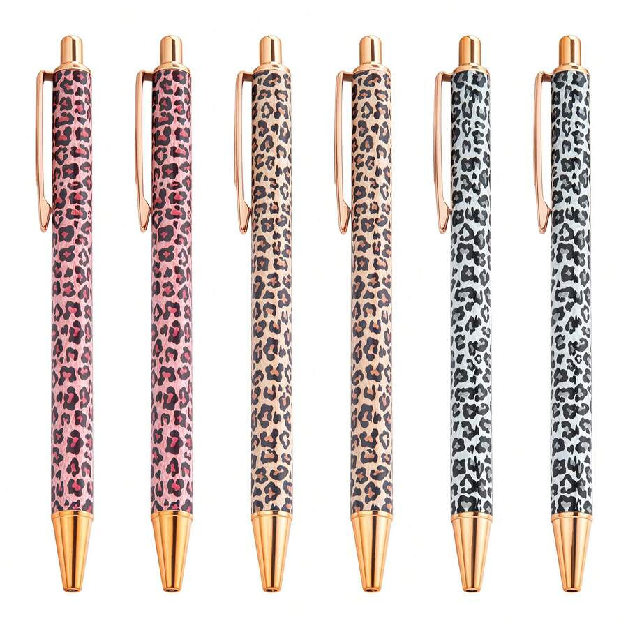 New Arrival Hot Stamping Ballpoint Pen, Creative Cute Girl Leopard Print Design, Pressurized Metal Body, Multi-Color Refill 1.0mm, Leopard Print Series - Multicolor - View 1
