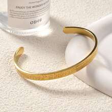 Vòng tay kiểu dáng tối giản cổ điển, mạ vàng 18K, làm từ thép không gỉ, mang phong cách chữ rune Ả Rập Xê Út, phù hợp cho cả nam và nữ đeo hàng ngày, cũng là một món quà Ramadan. - Vàng - Xem 3