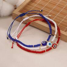 3 chiếc vòng tay mắt quỷ phong cách Boho, vòng tay mắt quỷ màu xanh hải quân có thể điều chỉnh, vòng tay dệt, vòng tay đeo chồng lên nhau, quà tặng mùa hè đi biển, quà sinh nhật, quà tặng bạn bè, quà tặng đi biển. - Nhiều màu - Xem 3