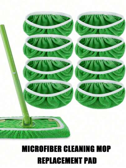 8pcs/6pcs/4pcs/2pcs/1pc, Microfiber Cleaning Mop Replacement Pad, Compatible With Sweeper, Flat Floor Mop Cloth, Washable Replacement Mop Cloth, Wet And Dry Use, Easy To Clean, Cleaning Supplies, Back To School Supplies,Mop Replacement Pads, Elastic Band Flat Floor Mop Cloth, Washable Mop Pad Refill, Dust Mop Head, Soft Mop Pad Refill, Super Absorbent, Easy To Clean, Cleaning Supplies