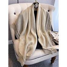 1pc Women's Elegant Solid Color Square Lace Trim Headscarf, Can Be Used As Headscarf, Shawl, Headband And Hair Accessory, Suitable For Use In Mosques, Lightweight For Summer, A Fashionable Accessory For Casual Outfits - 彩色 - 查看 7