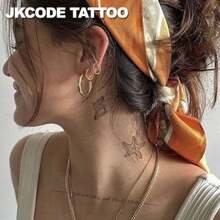 JKCODE TATTOO OCEAN MINIMAL TATTOO - Herbal Temporary Tattoo, INS Style, Cute Design - Ocean Theme Island Style - Sea Turtle, Starfish, Shell, Jellyfish - Summer Beach - Fashionable Tattoo Accessory For Girls, Finger, Hand, Neck, Waterproof, Long-Lasting 15 Days - Light Grey - View 6