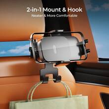 REMAX Universal Car Headrest Mount Holder With Dual Hooks, Fits 4-7.2 Inch Phones, 360° Rotation Adjustable Angle, Screw Lock Stable, Easy Installation, Car Storage, Car Accessories, Car Necessities - Phone Holder - View 2